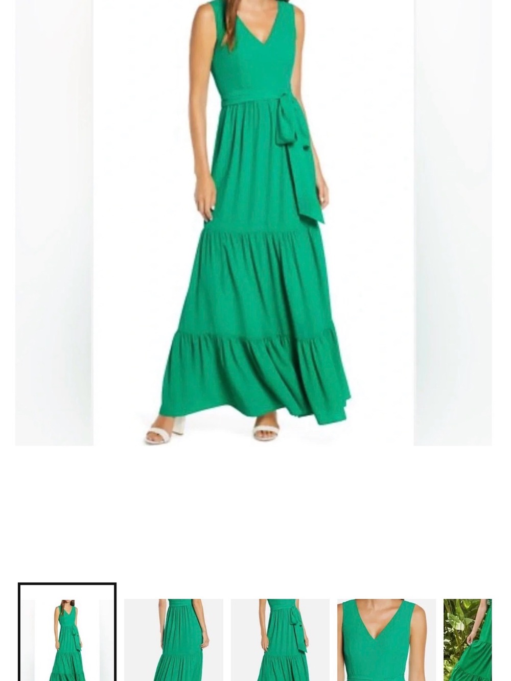 Lilly Pulitzer Emerald Green V-Neck Tiered Maxi Dress with Waist Tie